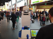 The SPENCER robot at Schiphol Airport.